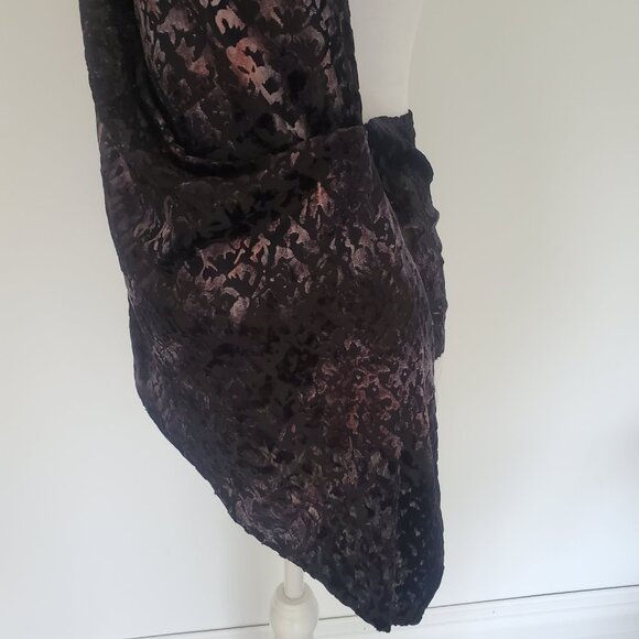 NEW ZARA Burnt Out Velvet Halter Top Blouse V Crossover Purple Silver Tones Boho - Picture 6 of 8